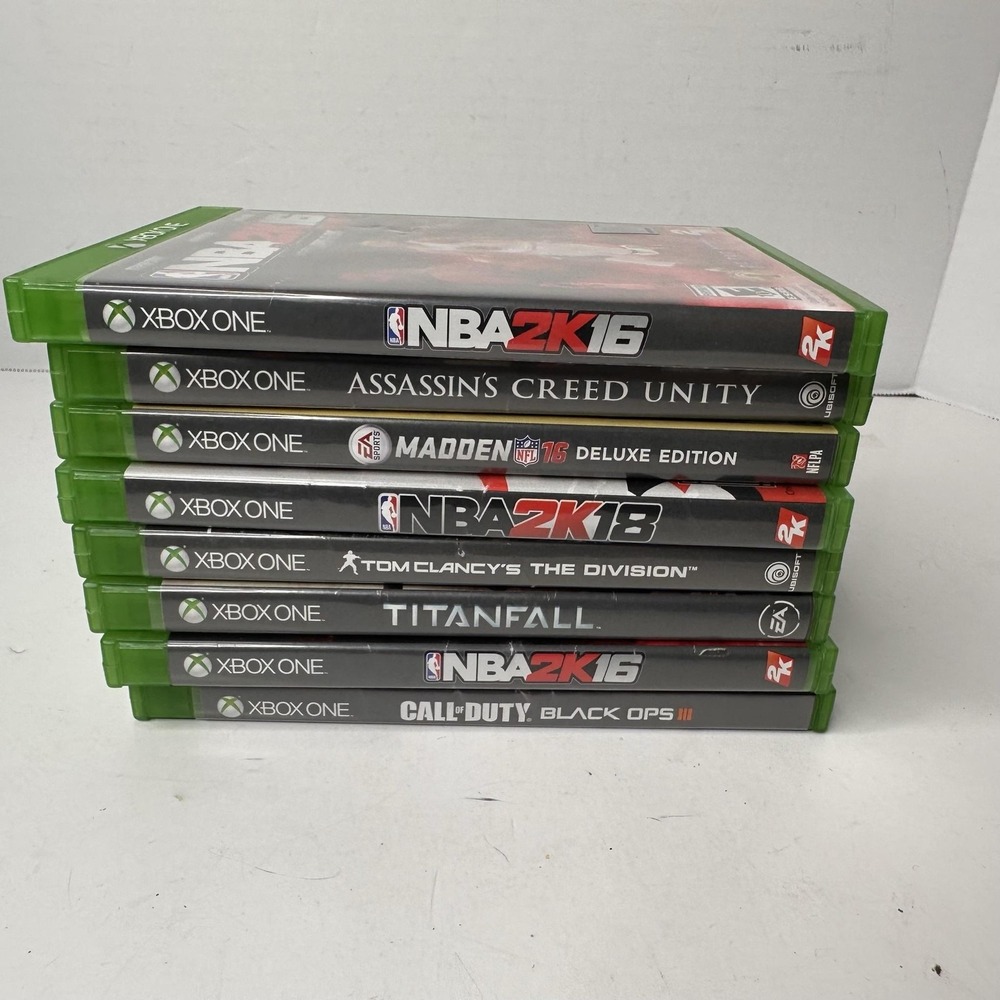 Microsoft Xbox One Game Lot 8 NBA 2K16 2K18 Madden COD Black Ops III Titanfall